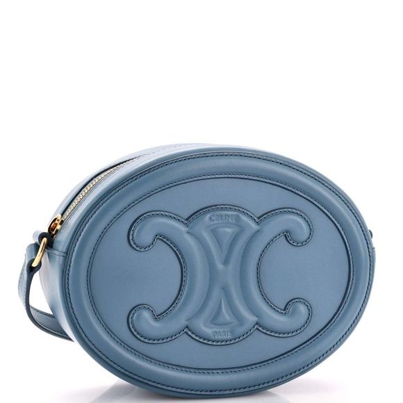 Celine Triomphe Oval Crossbody Bag Leather Blue - Picture 3 of 8